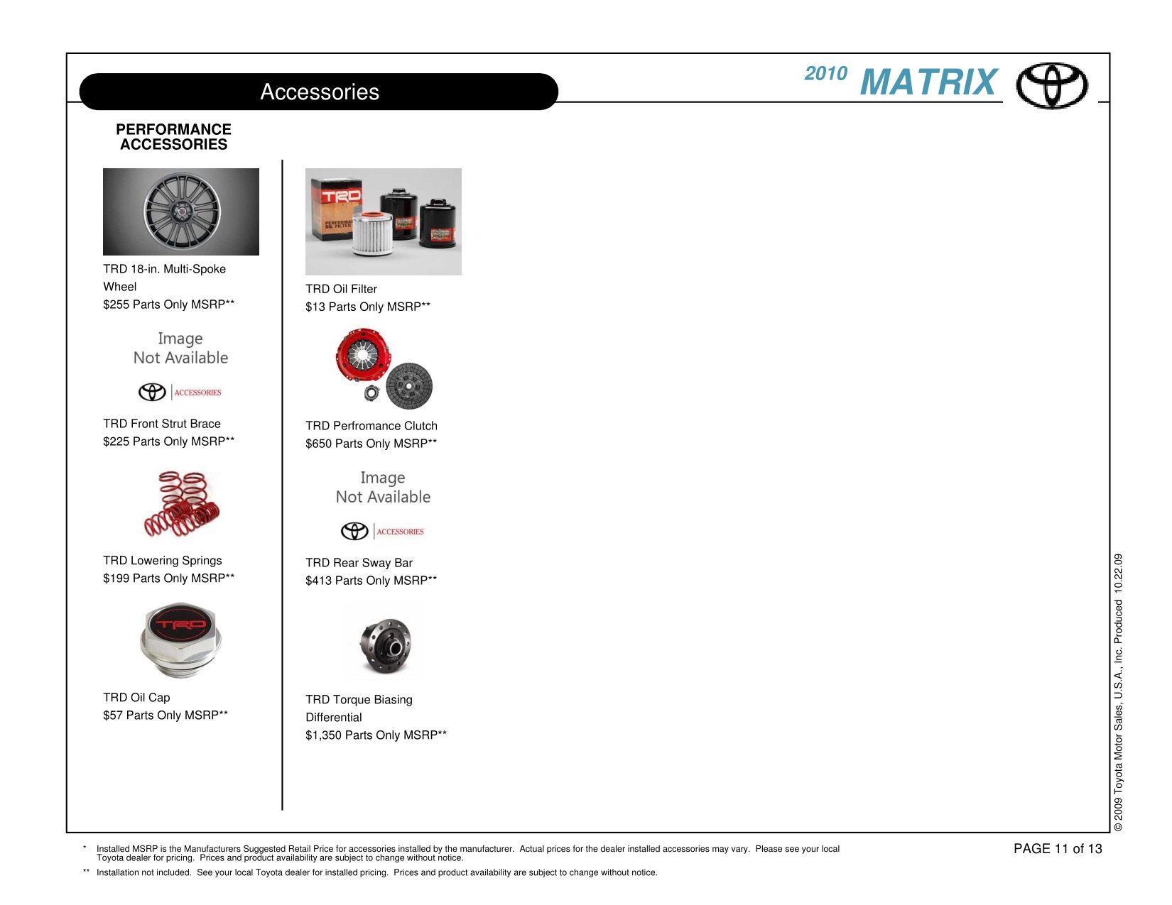 2010 Toyota Matrix Brochure Page 11